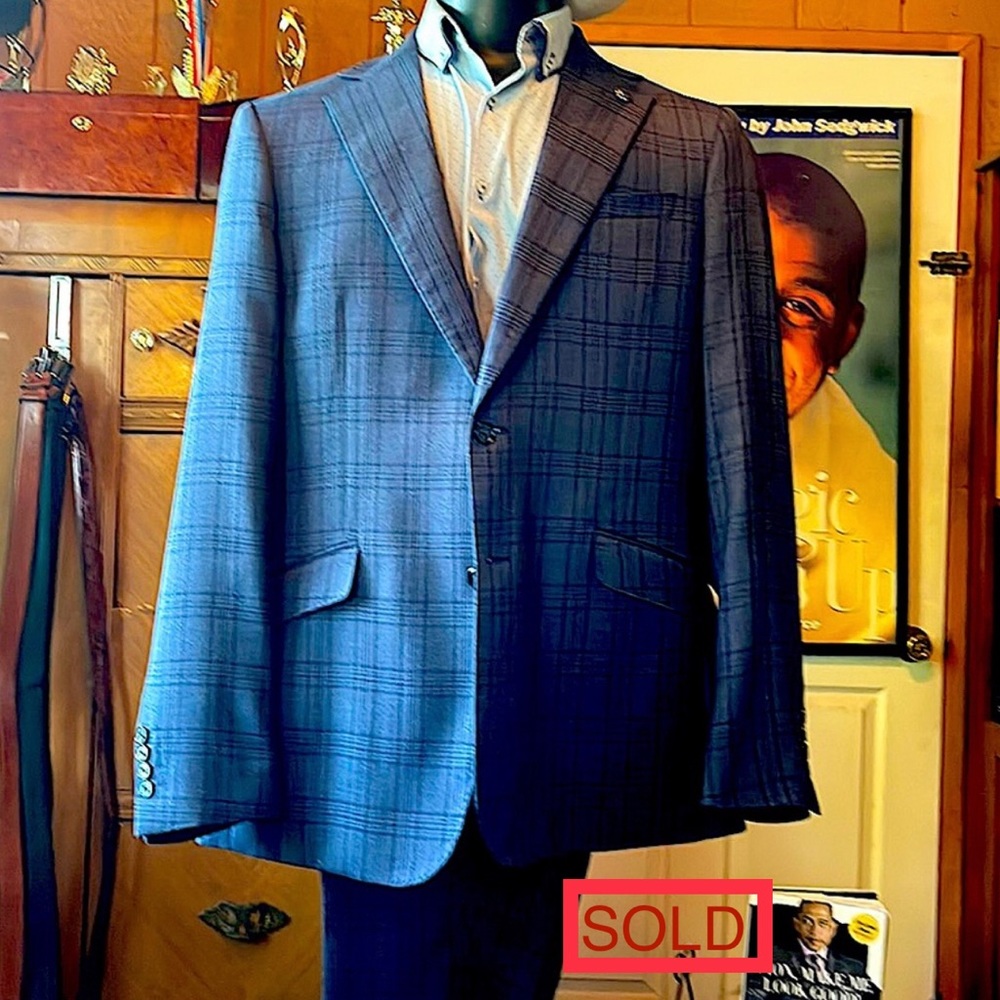 Medium Blue Glenplaid Suit